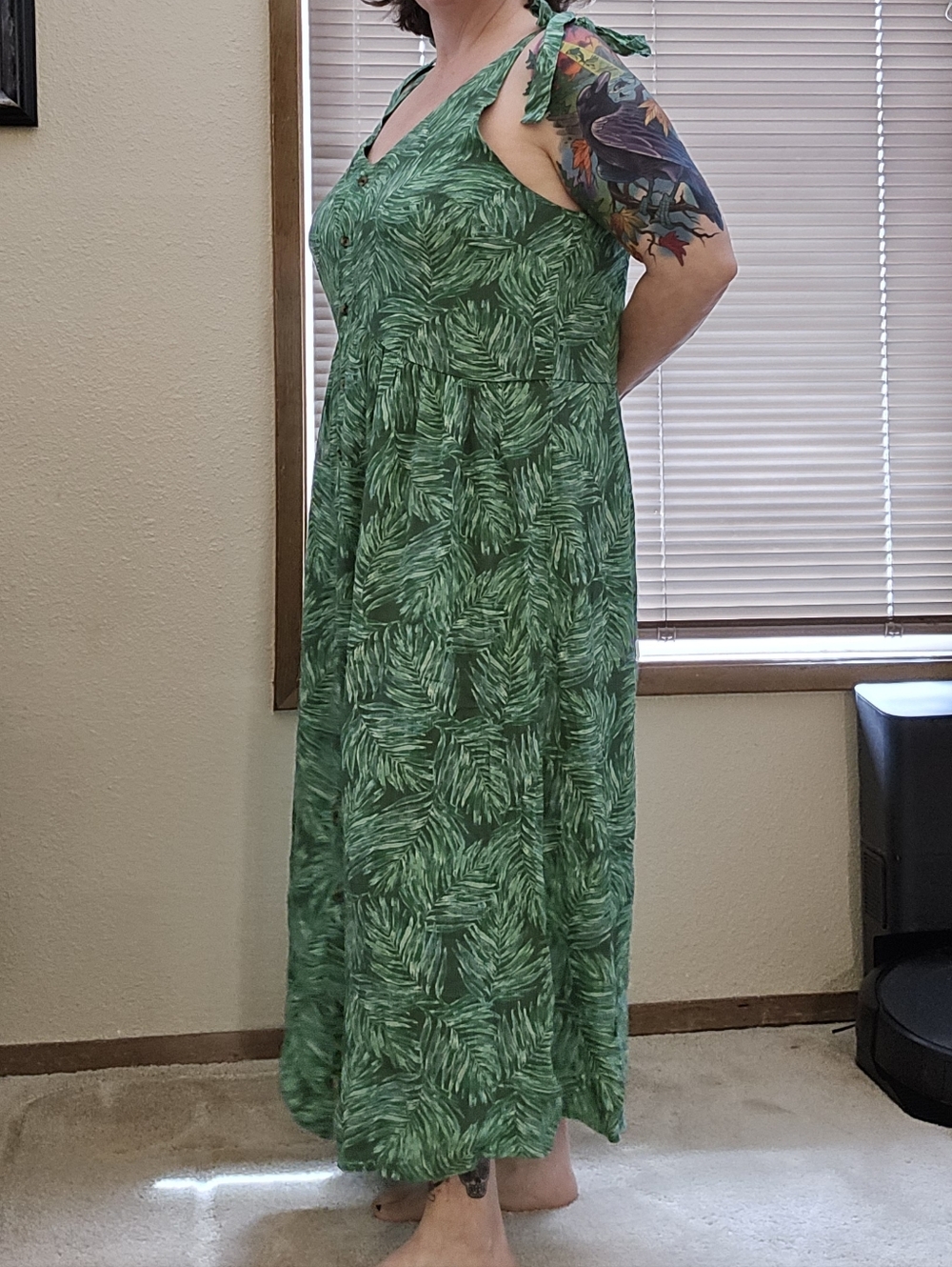 NWT Dip Green Tropical Palm Print Maxi Dress - Size 1X - Picture 4 of 16
